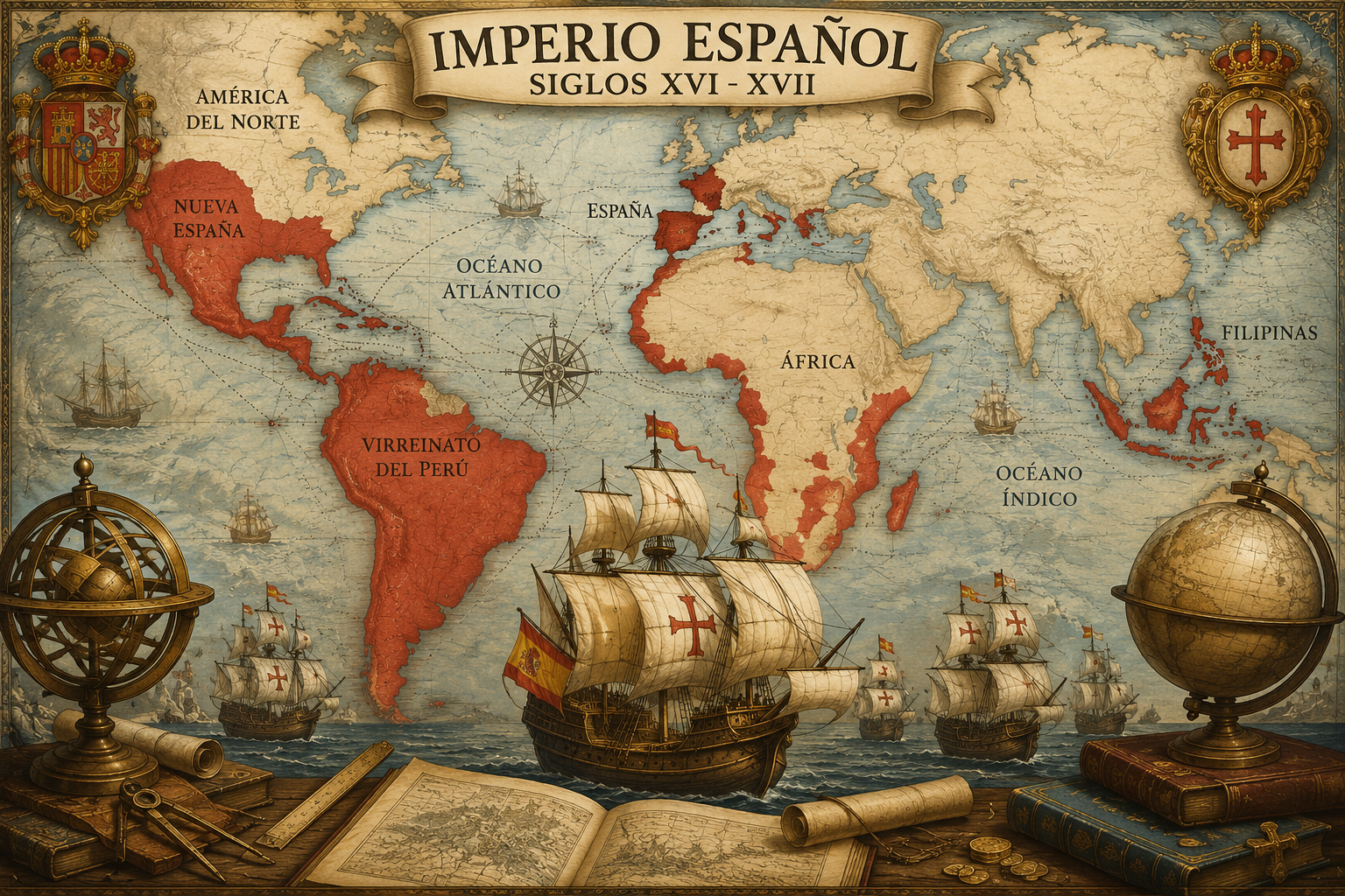 Representación de la expansión del Imperio español