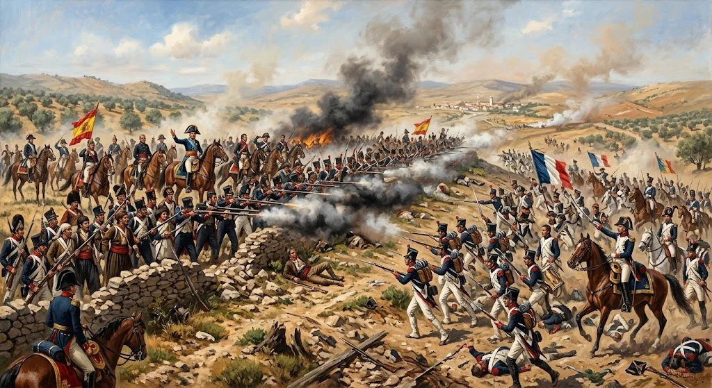 Batalla de Bailén entre las tropas españolas y francesas el 19 de julio de 1808