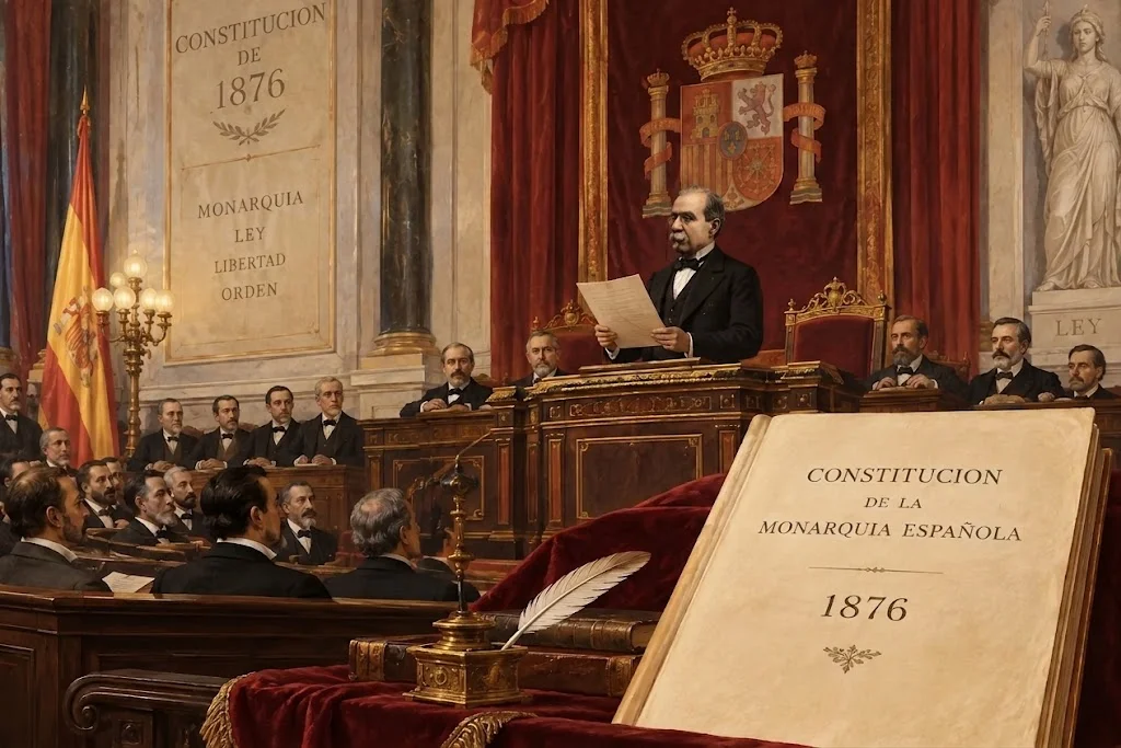Representación de la Constitución de 1876 y del sistema político de la Restauración