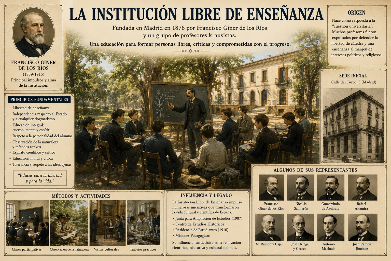 Representación de una actividad educativa de la Institución Libre de Enseñanza