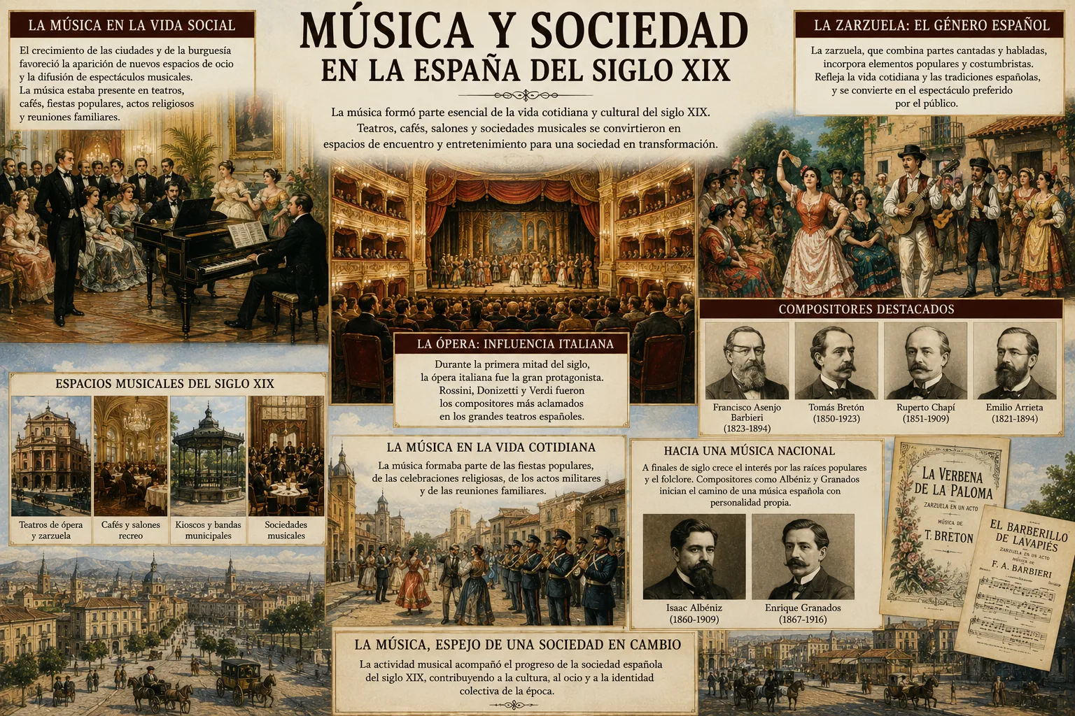 Representación de la música y los espectáculos en la sociedad española del siglo XIX