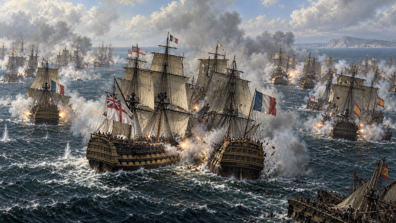 Combate naval durante la batalla de Trafalgar