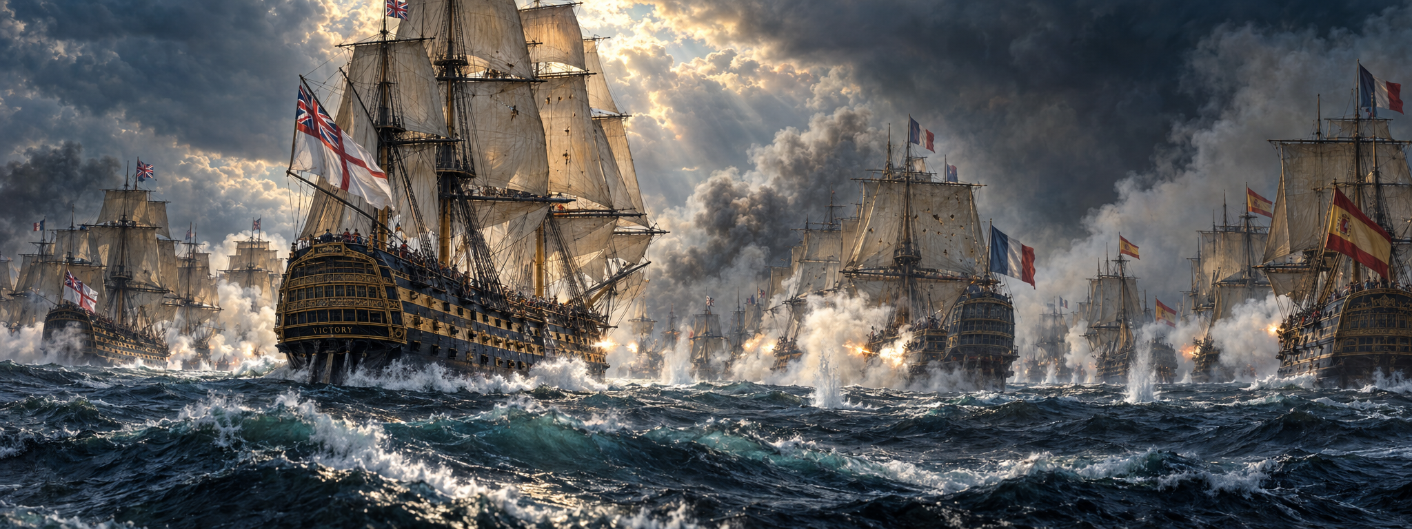Representación de la batalla de Trafalgar frente a las costas de Cádiz